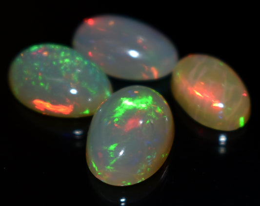 Rare & Natural Ethiopian Opal, Oval Welo Fire Cabochon Gemstone Lot, 8.55 Carat, Size-13x9mm To 11x7mm, Gift For Her, PC-4