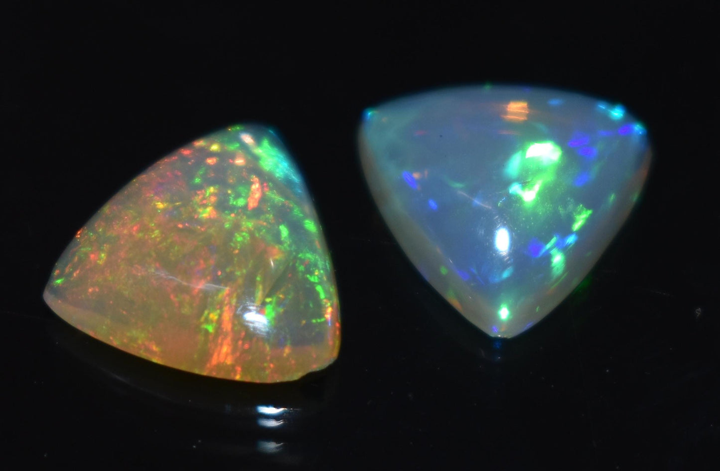 Rare & Natural Ethiopian Opal, Trillion Welo Fire Cabochon Gemstone Lot, 2.60 Carat, Size-10mm To 9mm, Gift For Her, PC-2