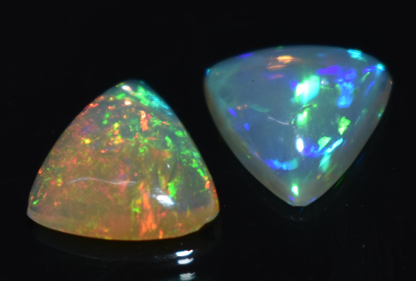 Rare & Natural Ethiopian Opal, Trillion Welo Fire Cabochon Gemstone Lot, 2.60 Carat, Size-10mm To 9mm, Gift For Her, PC-2