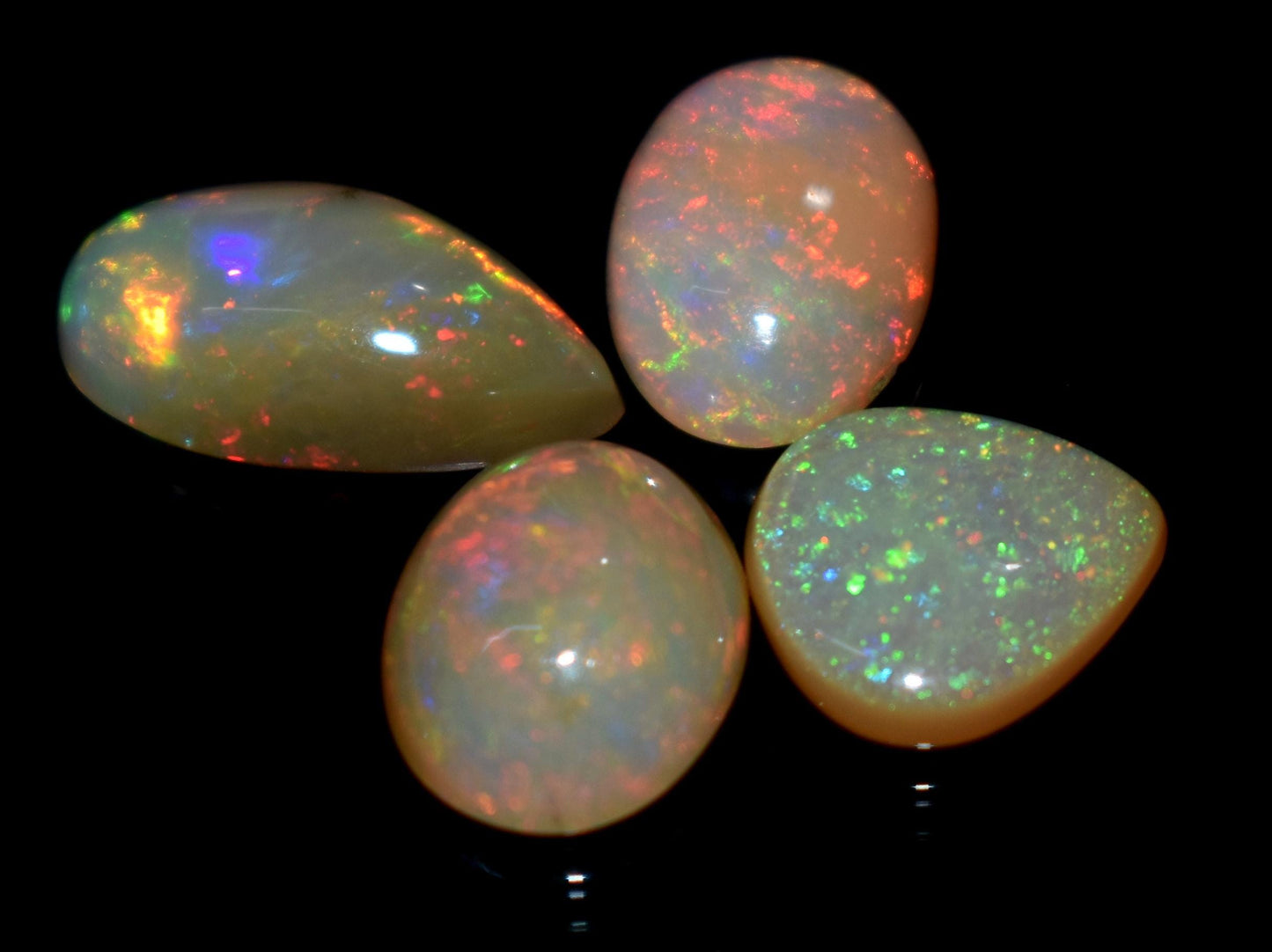 Rare & Natural Ethiopian Opal, Mix Shape Welo Fire Cabochon Gemstone Lot, 7.45 Carat, Size-14x8mm To 10x9mm, Gift For Her, PC-4