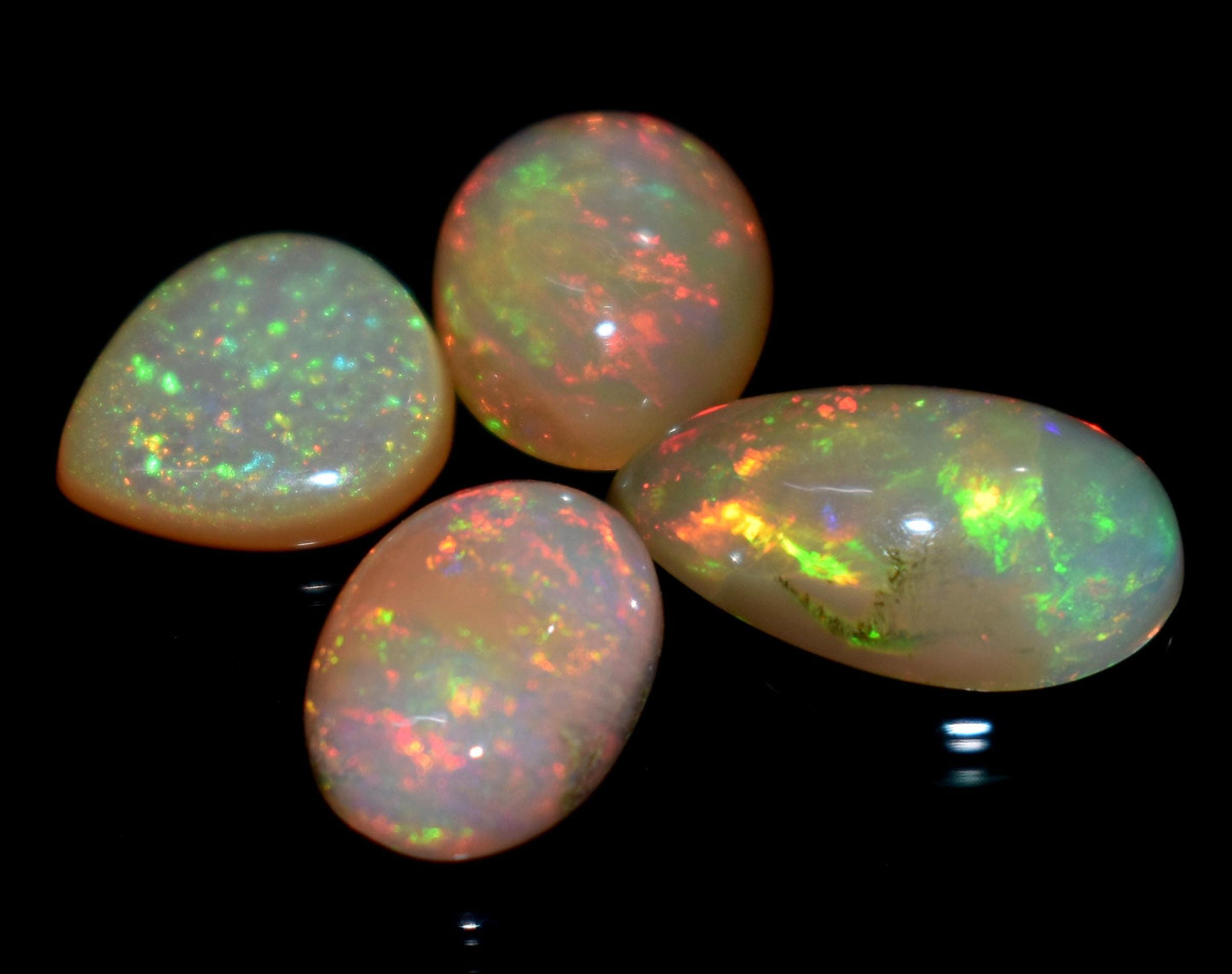 Rare & Natural Ethiopian Opal, Mix Shape Welo Fire Cabochon Gemstone Lot, 7.45 Carat, Size-14x8mm To 10x9mm, Gift For Her, PC-4