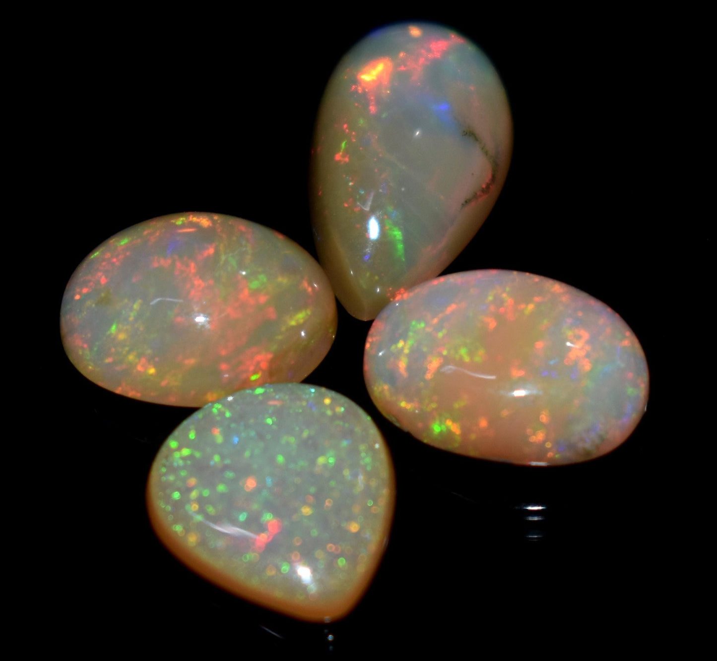 Rare & Natural Ethiopian Opal, Mix Shape Welo Fire Cabochon Gemstone Lot, 7.45 Carat, Size-14x8mm To 10x9mm, Gift For Her, PC-4