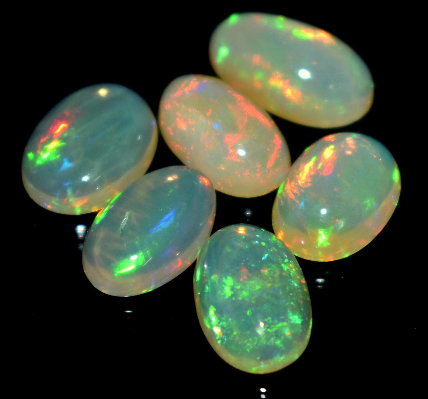 Natural Ethiopian Opal, Oval Welo Fire Cabochon Gemstone Lot, 9.00 Carat, Size-12x8mm To 10x8mm, Gift For Her, PC-6