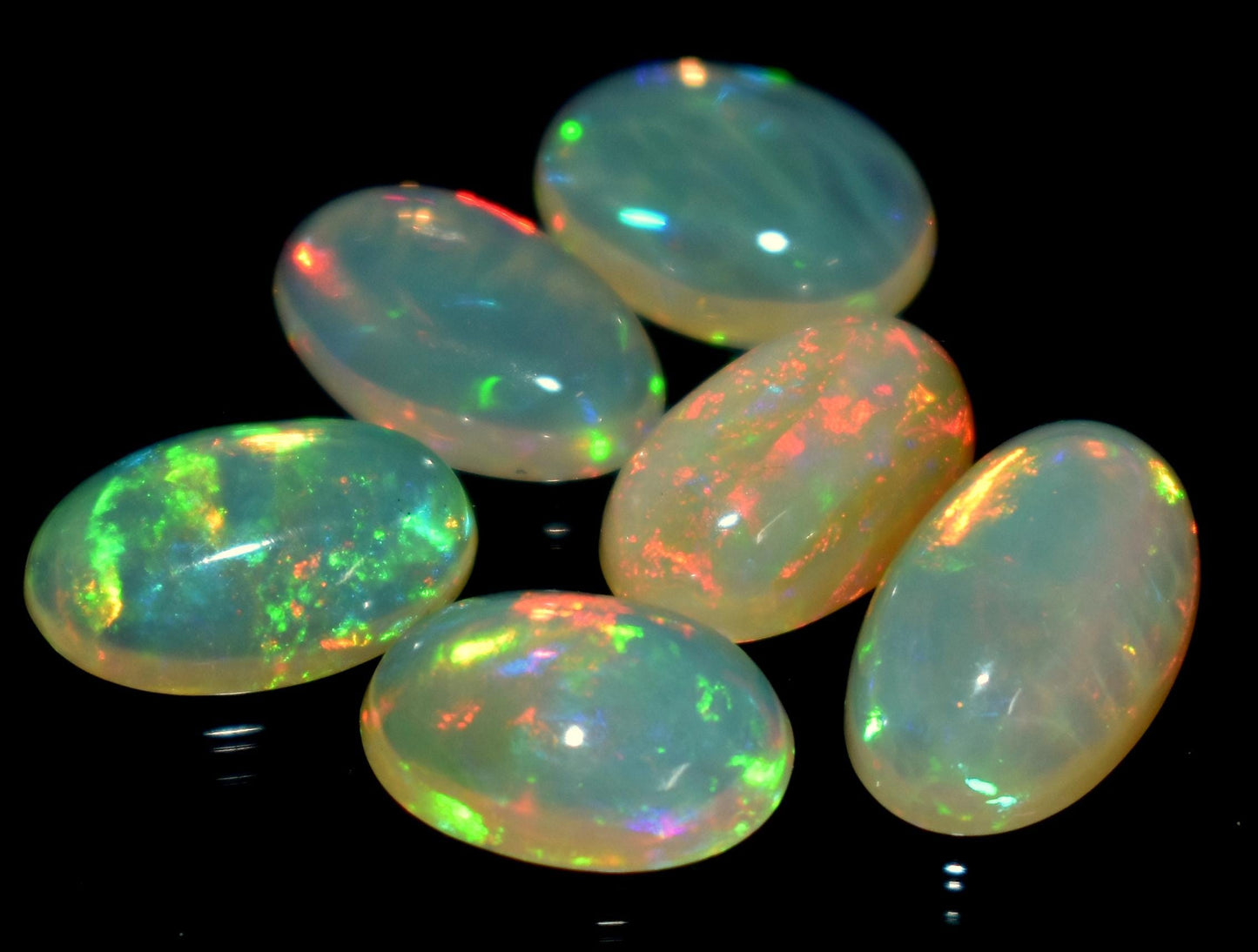 Natural Ethiopian Opal, Oval Welo Fire Cabochon Gemstone Lot, 9.00 Carat, Size-12x8mm To 10x8mm, Gift For Her, PC-6