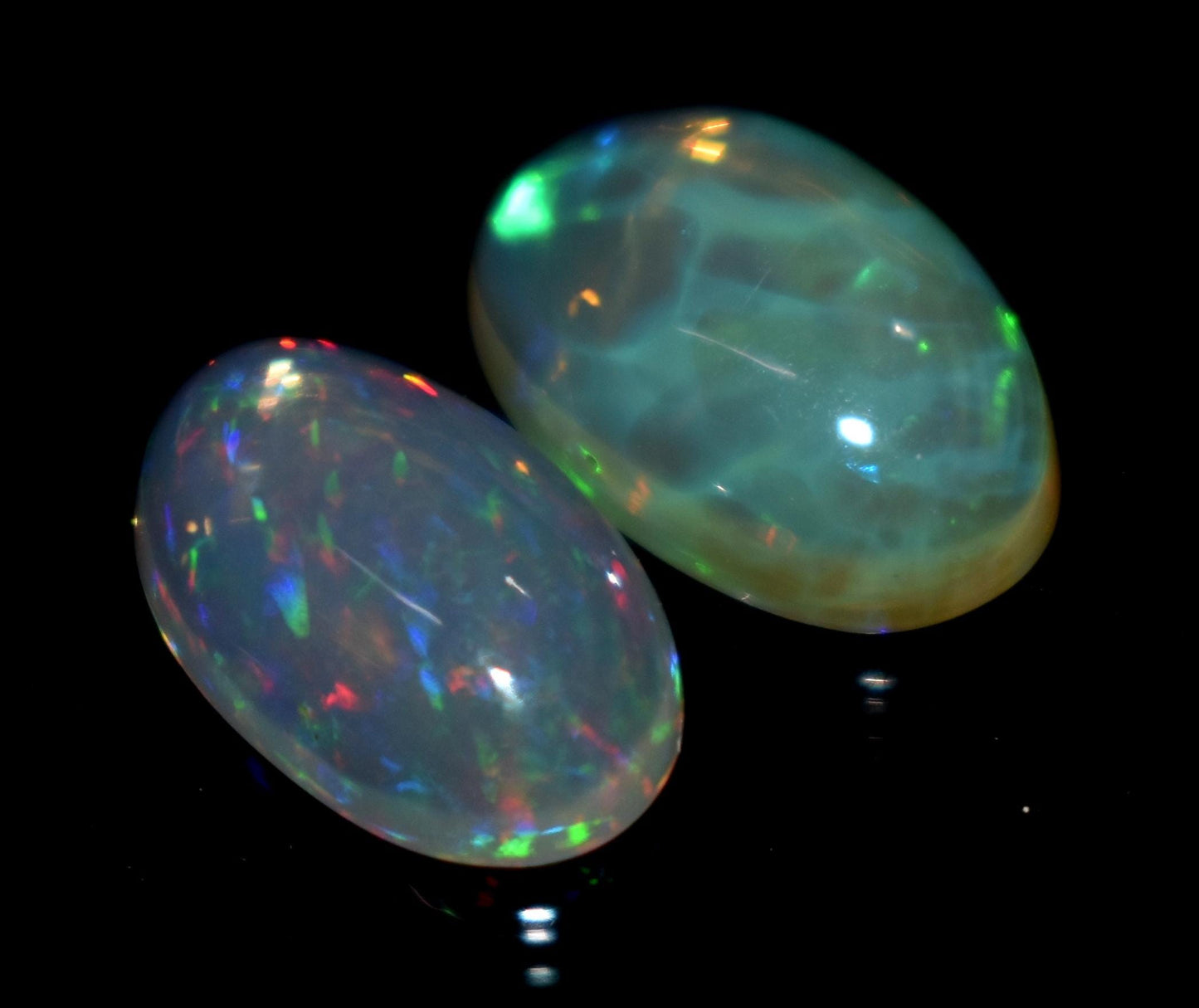 Opal, Natural Ethiopian Opal, Oval Welo Fire Cabochon Gemstone Lot, 4.80 Carat, Size-13x9mm To 12x8mm, Gift For Her, PC-2