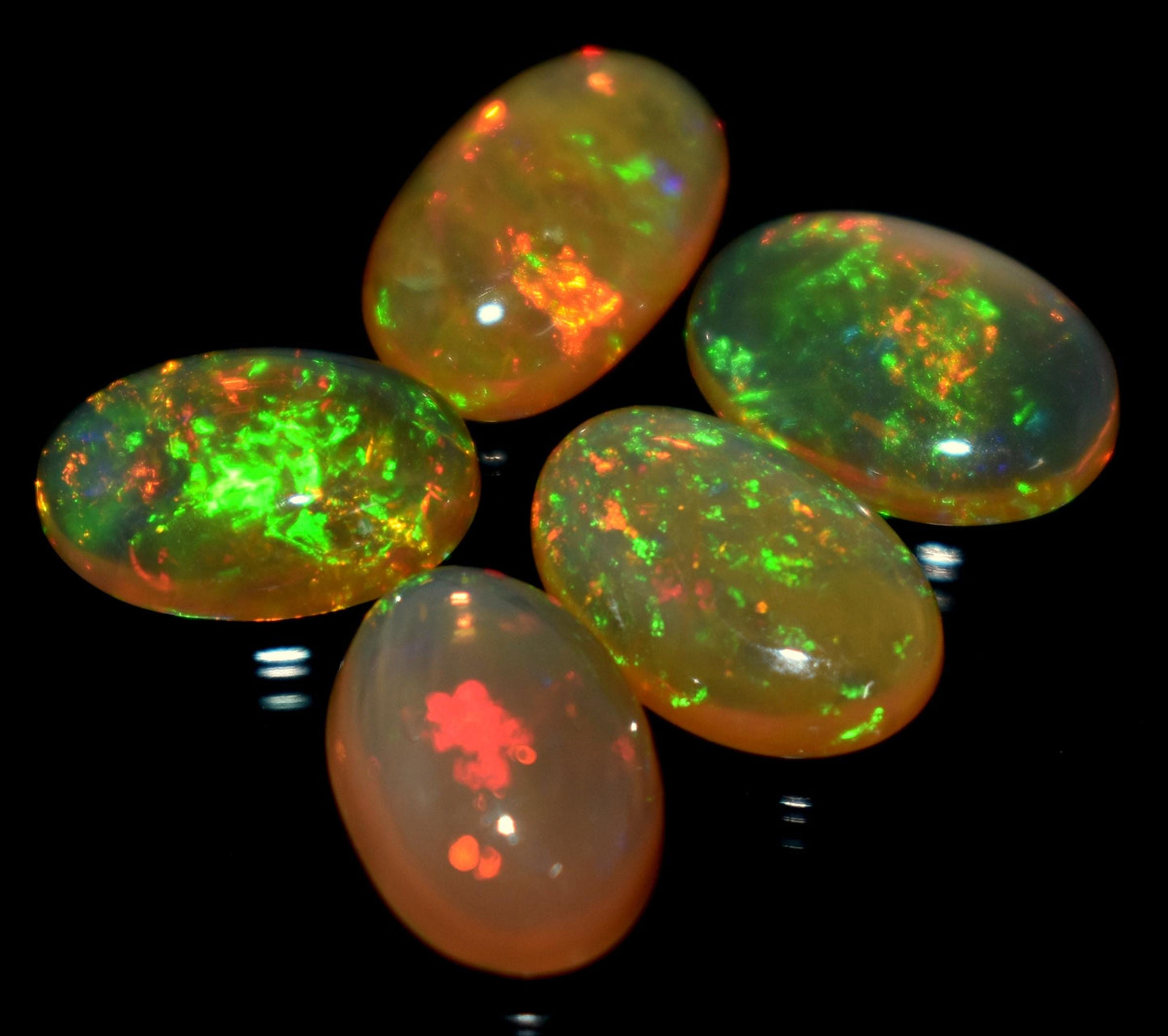 Opal, Natural Ethiopian Opal, Oval Welo Fire Cabochon Gemstone Lot, 8.00 Carat, Size-12x8mm To 11x8mm, Gift For Her, PC-5