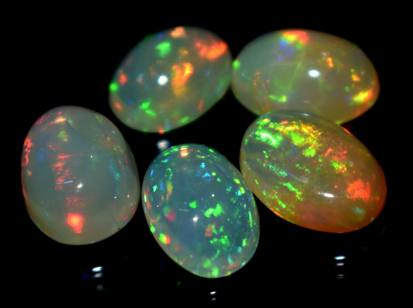 Opal, Natural Ethiopian Opal, Oval Welo Fire Cabochon Gemstone Lot, 8.65 Carat, Size-11x8mm to 9x7mm  Gift For Her, PC-5