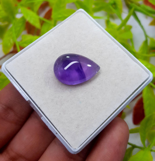 Amethyst, Natural Purple Amethyst, Pear Cabochon Loose Gemstone, 13.50 Carat, Size-14.5x20.5x7mm, Gift For Her,