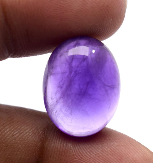 Amethyst, Natural Purple Amethyst, Oval Cabochon Loose Gemstone, 18.70 Carat, Size-15.5x19.5x8.5mm, Gift For Her,