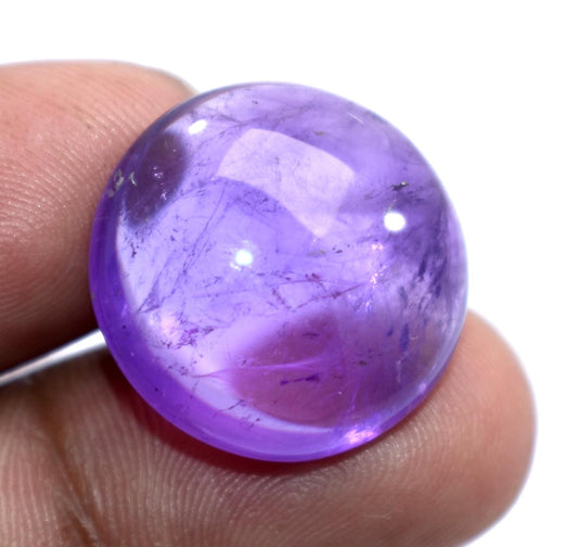 Rare & Natural Purple Amethyst, Round Cabochon Loose Gemstone, 24.40 Carat, Size-20x20x9mm, Gift For Her,