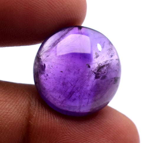 Rare & Natural Purple Amethyst, Round Cabochon Loose Gemstone, 18.00 Carat, Size-18x18x8mm, Gift For Her,