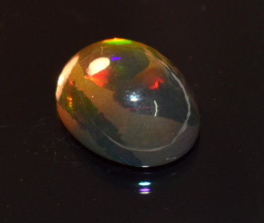 AAA Grade Natural Black Ethiopian Opal Oval, Welo Fire Cabochon Loose Gemstone, 7.90 Carat, Size-16x12.5x8mm, Gift For Her, PC-1