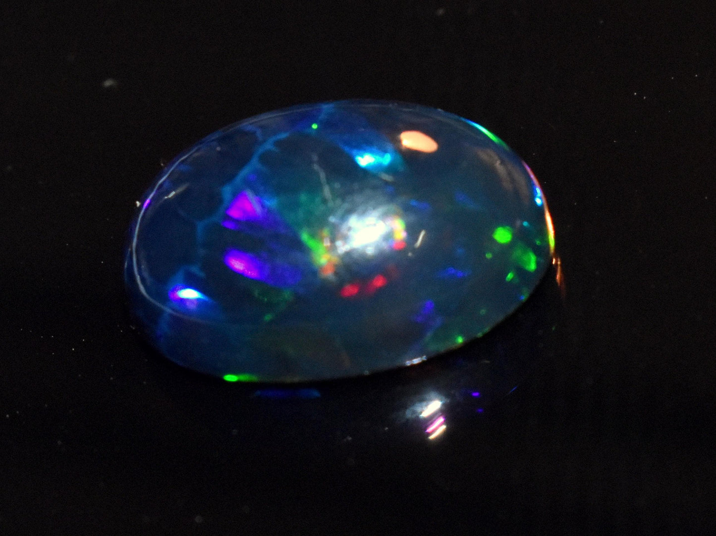 AAA Grade Natural Black Ethiopian Opal Oval, Welo Fire Cabochon Loose Gemstone, 7.65 Carat, Size-17.5x13x7mm, Gift For Her, PC-1