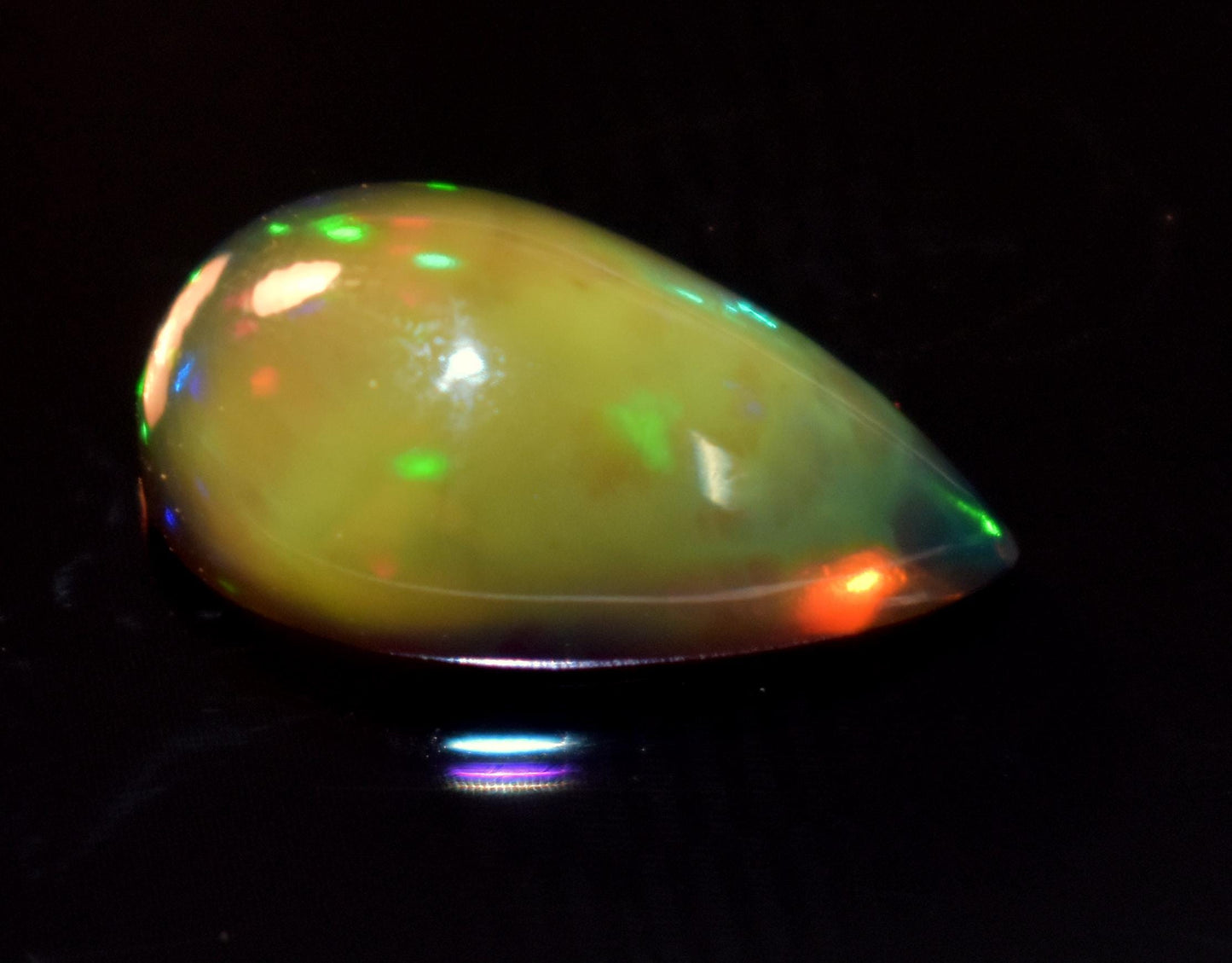 AAA Grade Natural Black Ethiopian Opal Pear, Welo Fire Cabochon Loose Gemstone, 5.60 Carat, Size-18x10x7.5mm, Gift For Her, PC-1