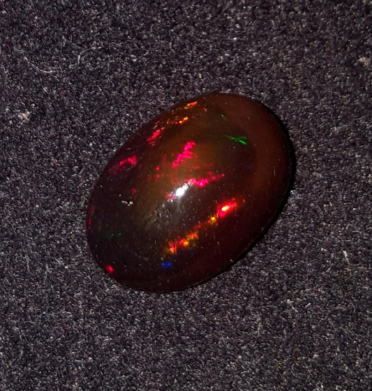 AAA Grade Natural Black Ethiopian Opal Oval, Welo Fire Cabochon Loose Gemstone, 6.00 Carat, Size-15x10.5x7.5mm, Gift For Her, PC-1