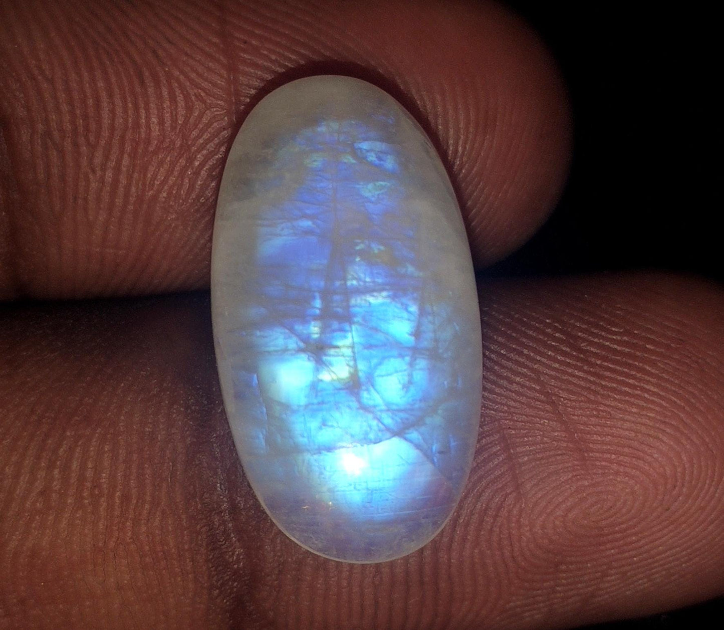 Moonstone, Natural Rainbow Moonstone, Oval Blue Flashy Loose Gemstone, 12.50 Carat, Size-11.5x21x6mm, Gift For Her,