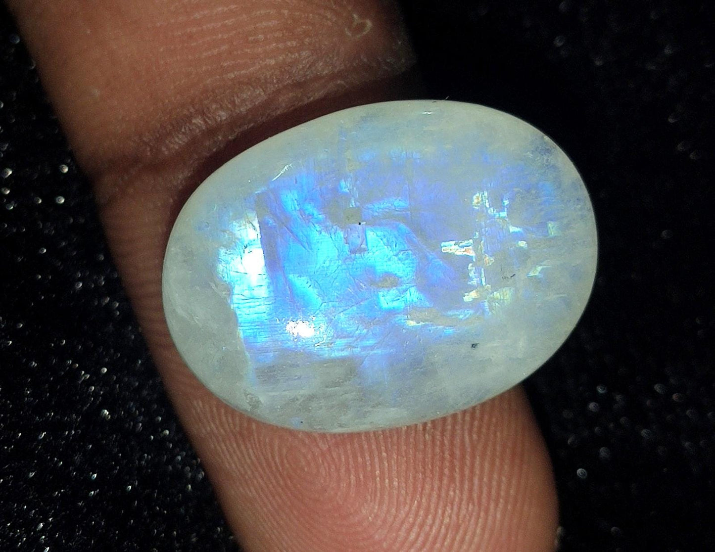 Moonstone, Natural Rainbow Moonstone, Oval Blue Flashy Loose Gemstone, 13.90 Carat, Size-14x20x5mm, Gift For Her, Pc-1