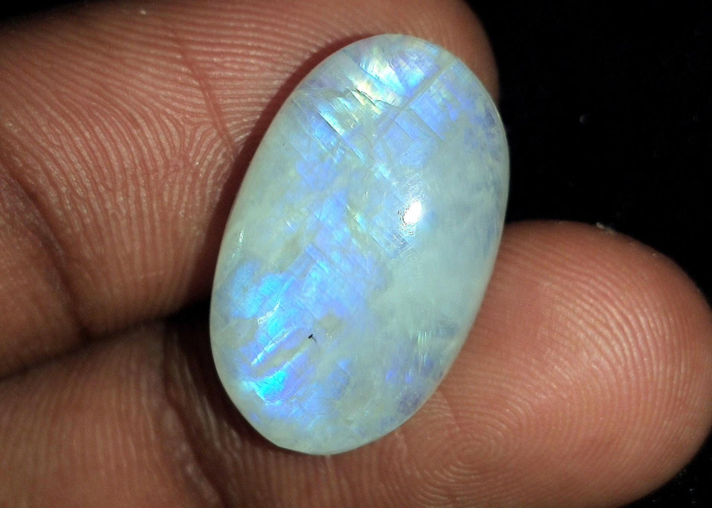 Moonstone, Natural Rainbow Moonstone, Oval Blue Flashy Loose Gemstone, 16.00 Carat, Size-12x19x5mm, Gift For Her,