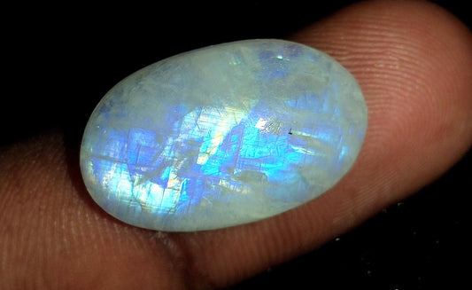 Moonstone, Natural Rainbow Moonstone, Oval Blue Flashy Loose Gemstone, 16.00 Carat, Size-12x19x5mm, Gift For Her,