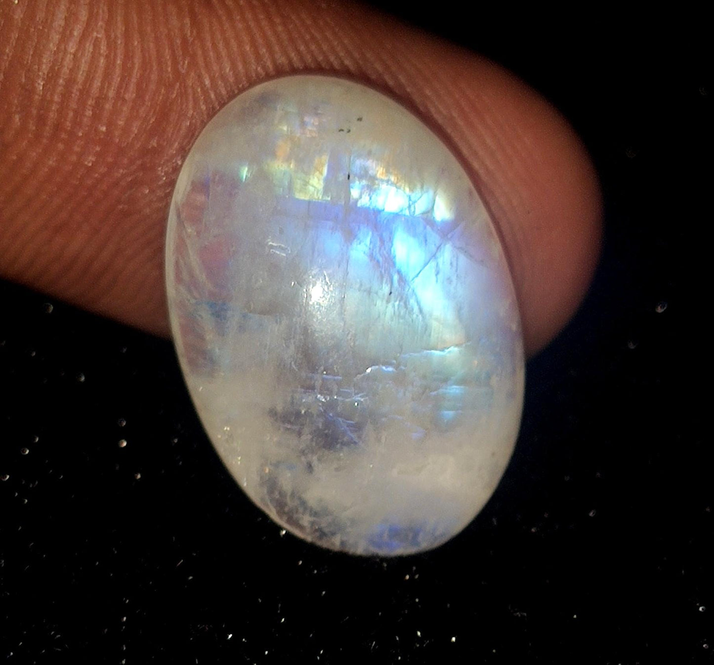 Moonstone, Natural Rainbow Moonstone, Oval Blue Flashy Loose Gemstone, 10.85 Carat, Size-11x17x4mm, Gift For Her, Pc-1