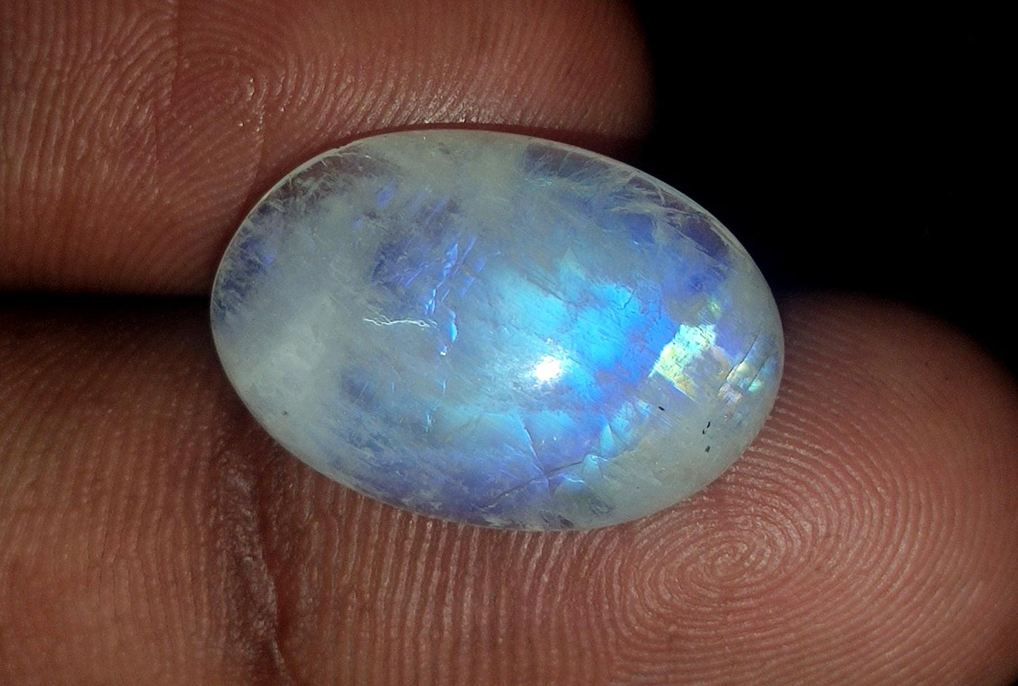 Moonstone, Natural Rainbow Moonstone, Oval Blue Flashy Loose Gemstone, 10.85 Carat, Size-11x17x4mm, Gift For Her, Pc-1