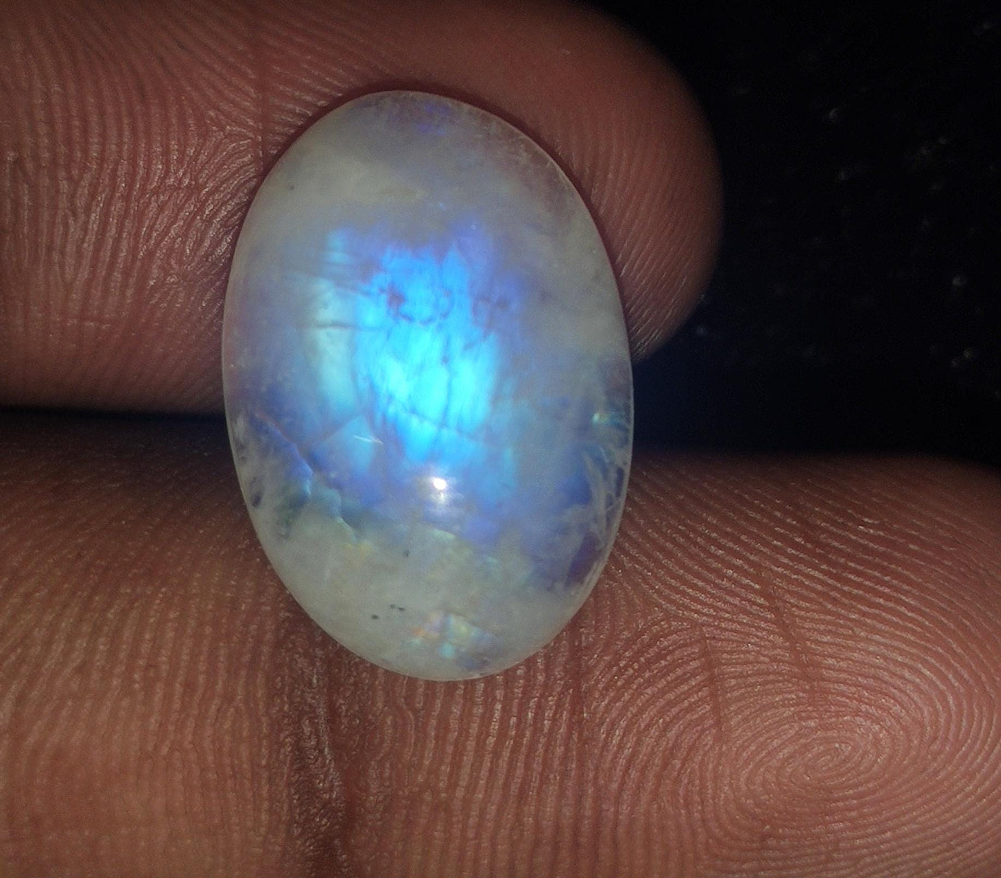 Moonstone, Natural Rainbow Moonstone, Oval Blue Flashy Loose Gemstone, 10.85 Carat, Size-11x17x4mm, Gift For Her, Pc-1