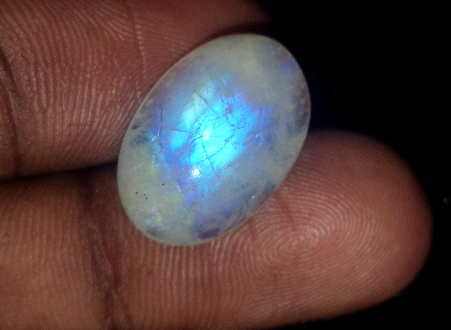 Moonstone, Natural Rainbow Moonstone, Oval Blue Flashy Loose Gemstone, 10.85 Carat, Size-11x17x4mm, Gift For Her, Pc-1