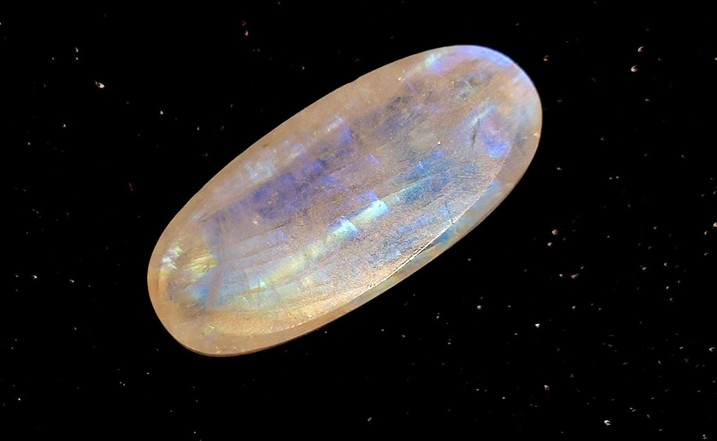 Moonstone, Natural Rainbow Moonstone, Oval Blue Flashy Loose Gemstone, 10.60  Carat, Size-9x20x6mm, Gift For Her,