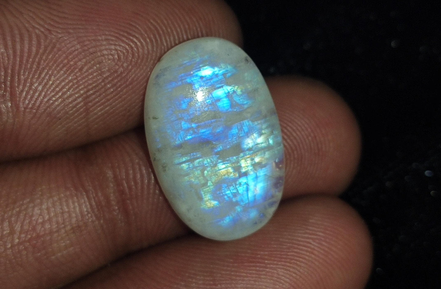 Moonstone, Natural Rainbow Moonstone, Oval Blue Flashy Loose Gemstone, 9.30 Carat, Size-12x19x4.5mm, Gift For Her, Pc-1