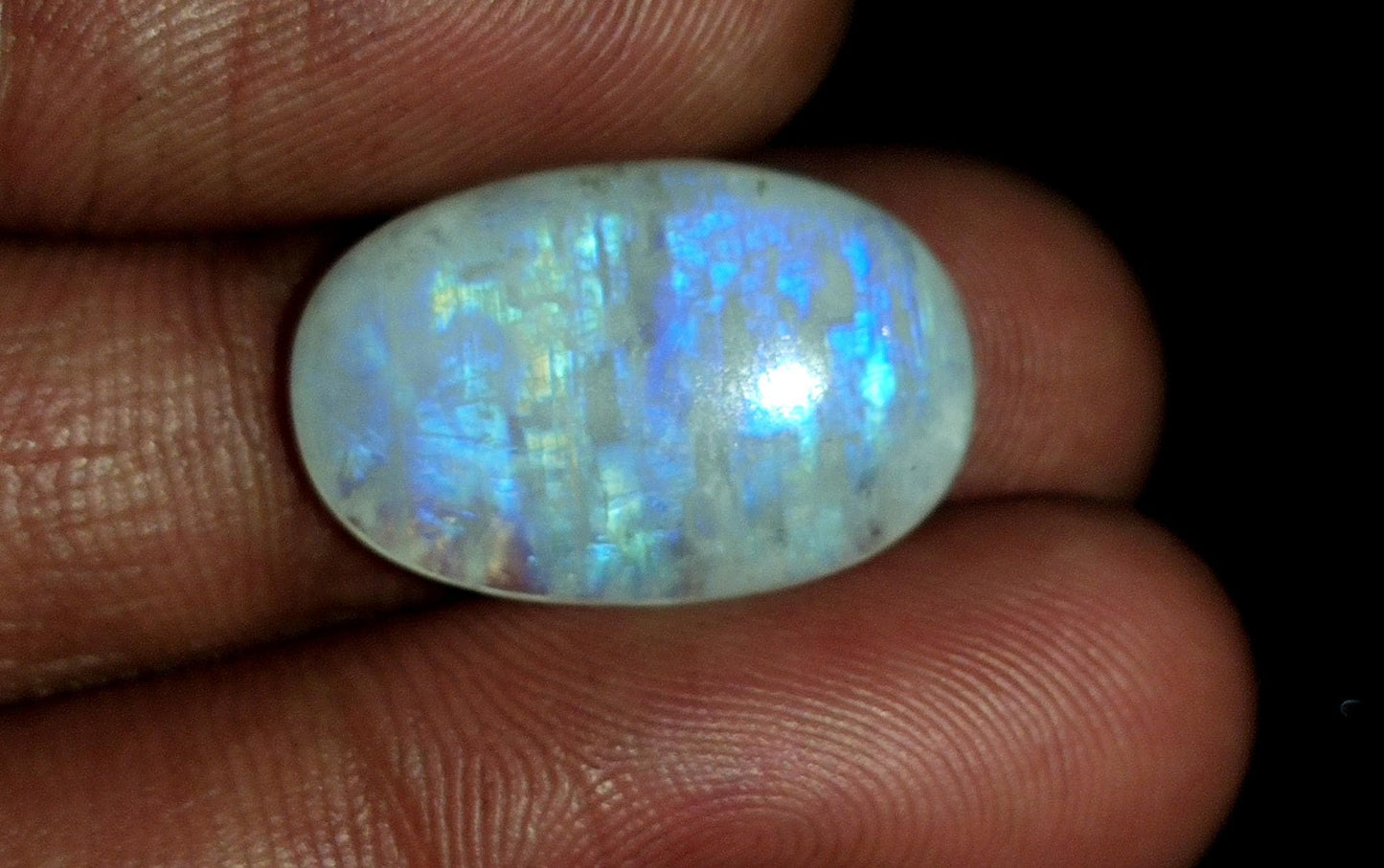 Moonstone, Natural Rainbow Moonstone, Oval Blue Flashy Loose Gemstone, 9.30 Carat, Size-12x19x4.5mm, Gift For Her, Pc-1