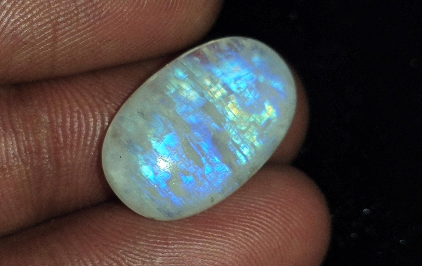 Moonstone, Natural Rainbow Moonstone, Oval Blue Flashy Loose Gemstone, 9.30 Carat, Size-12x19x4.5mm, Gift For Her, Pc-1