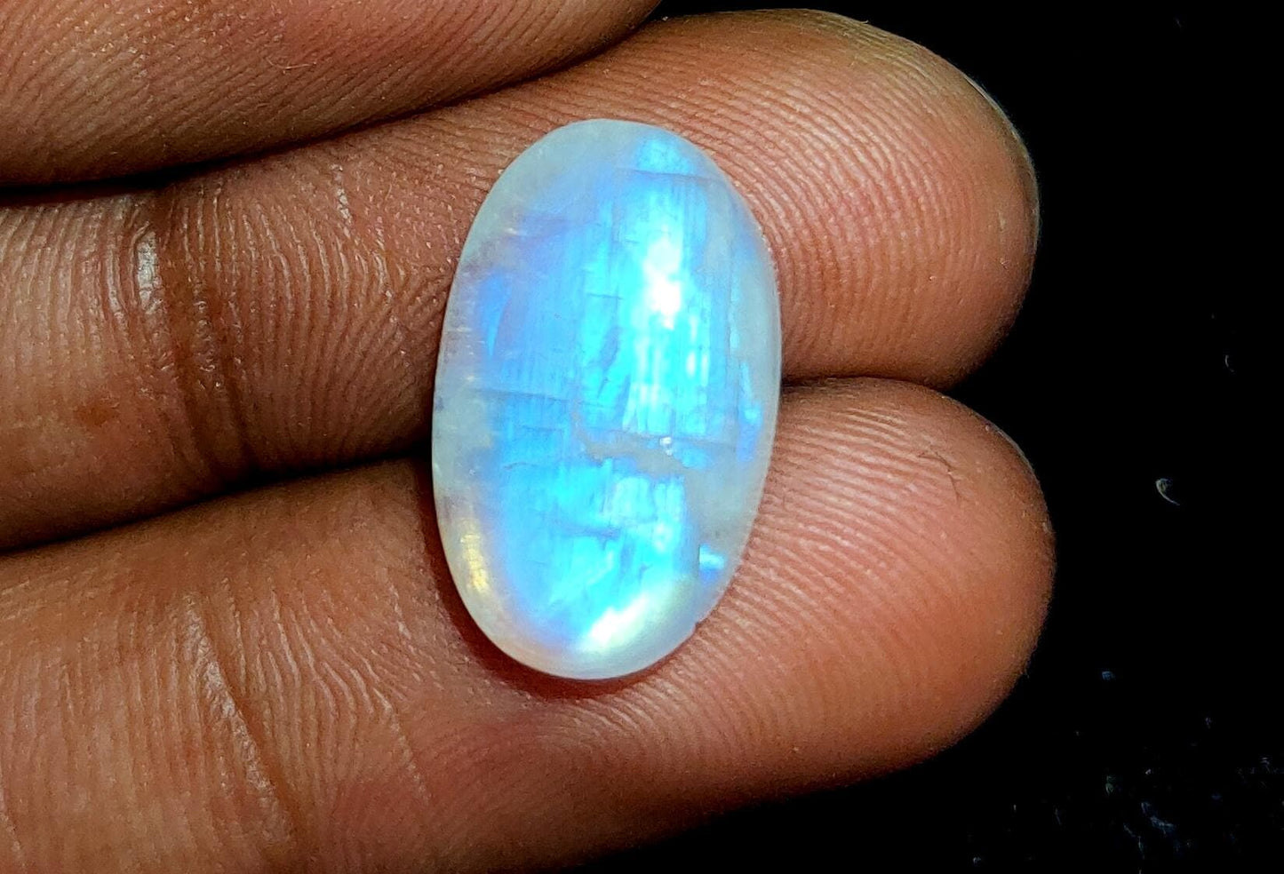 Moonstone, Natural Rainbow Moonstone, Oval Blue Flashy Loose Gemstone, 7.75 Carat, Size-10x17.5x5mm, Gift For Her,