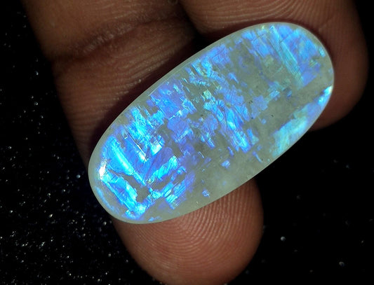 Moonstone, Natural Rainbow Moonstone, Oval Blue Flashy Loose Gemstone, 16.50 Carat, Size-11x20x4mm , Gift For Her, Pc-1