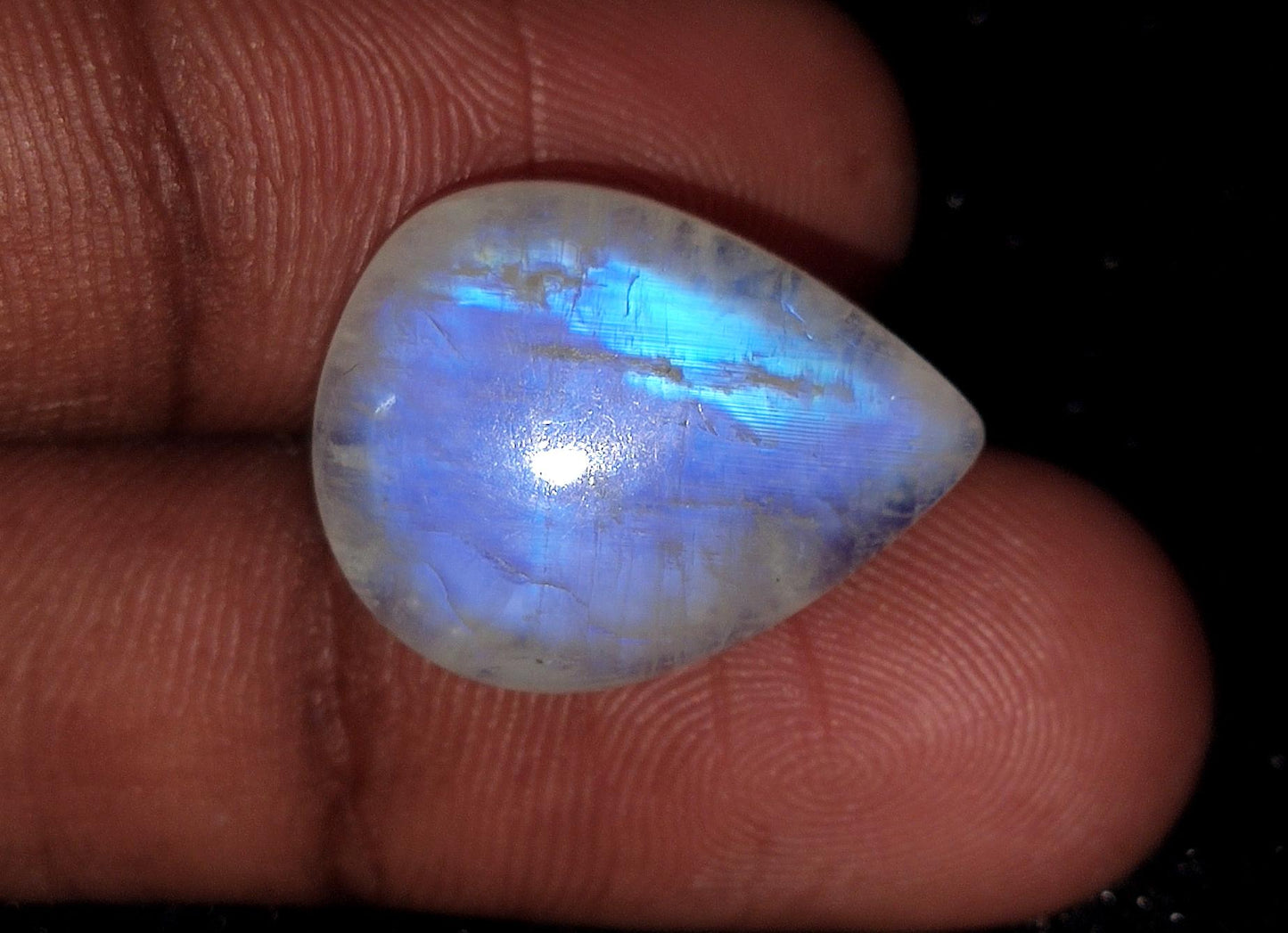 Moonstone, Natural Rainbow Moonstone, Pear Blue Flashy Loose Gemstone, 14.60 Carat, Size-15.5x20.5x6mm, Gift For Her,