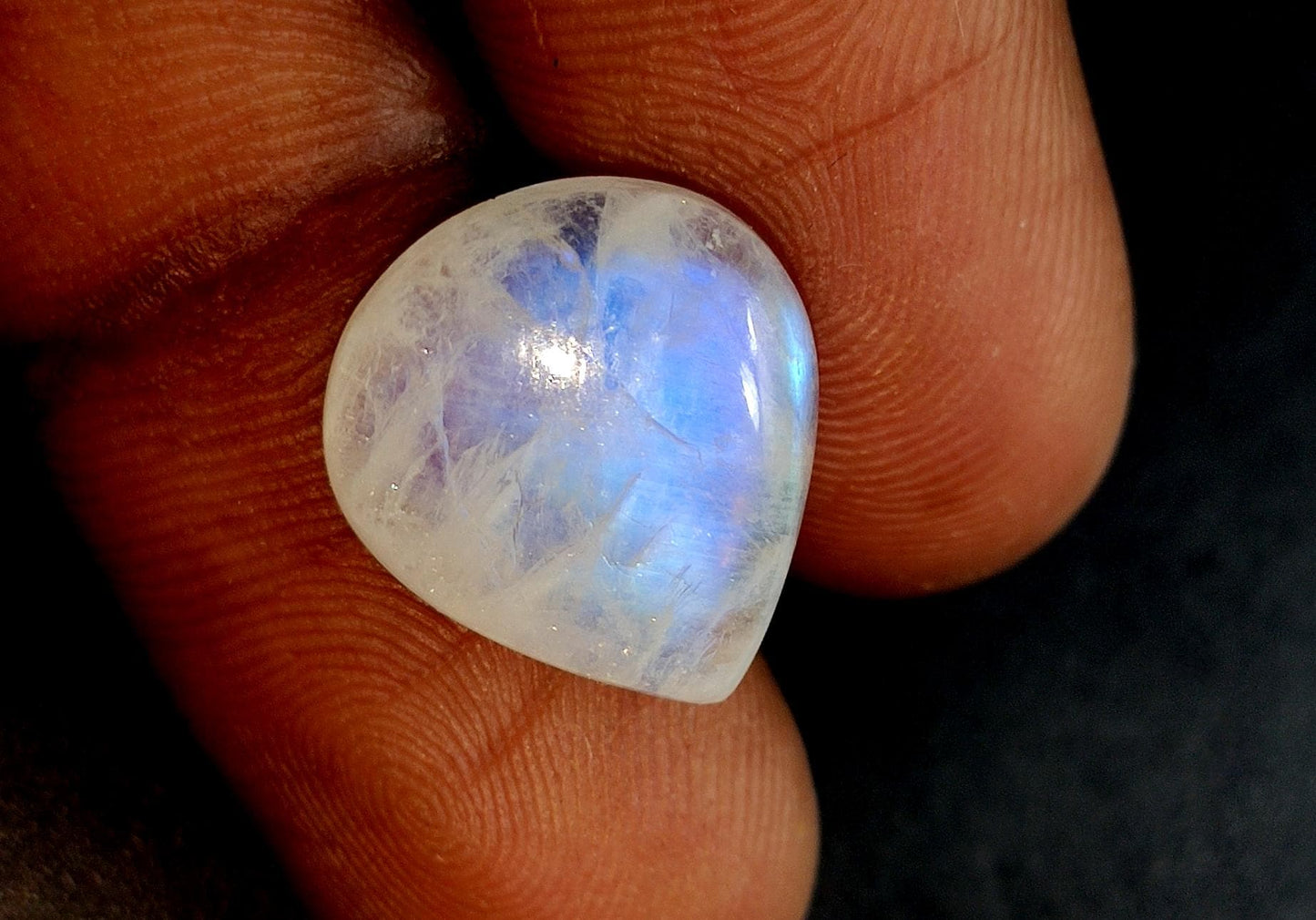 Moonstone, Natural Rainbow Moonstone, Pear Blue Flashy Loose Gemstone, 8.15 Carat, Size-14x16x5mm, Gift For Her,