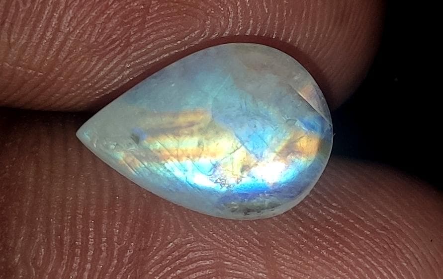 Moonstone, Natural Rainbow Moonstone, Pear Blue Flashy Loose Gemstone, 3.35 Carat, Size-9.5x13.5x3.5mm, Gift For Her,