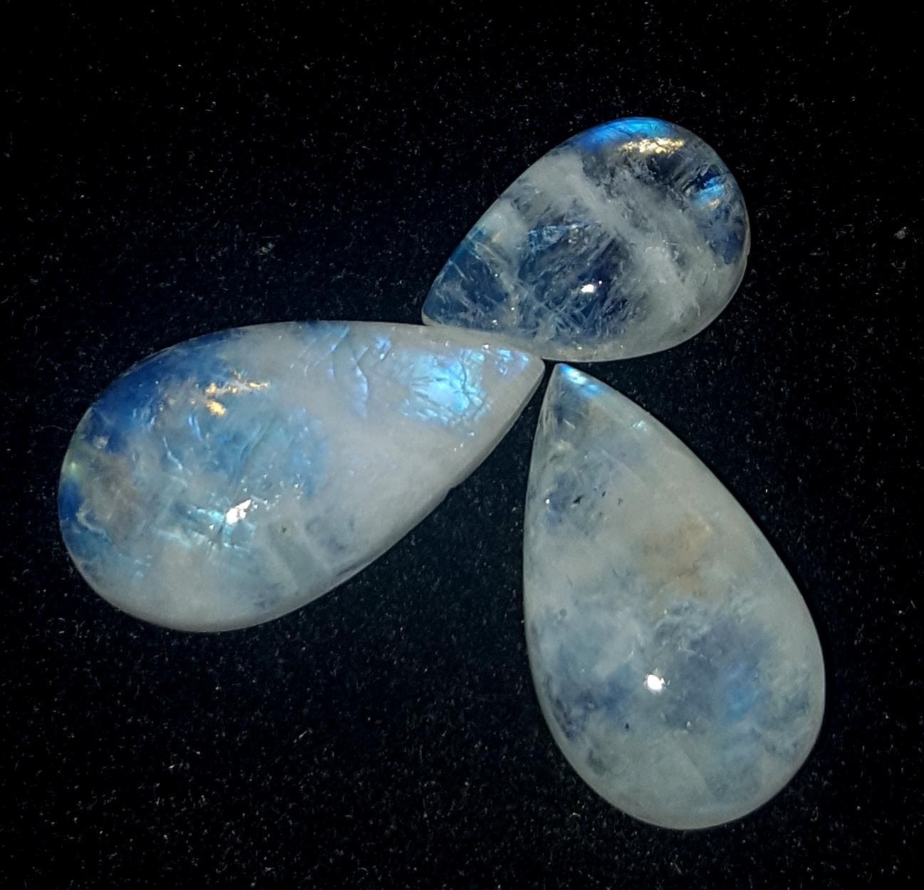 Moonstone, Natural Rainbow Moonstone, Pear Blue Flashy Gemstone Lot, 20.50 Carat, Size-14x9.5x4.4 To 20x11.5x5mm, Gift For Her, Pc-3