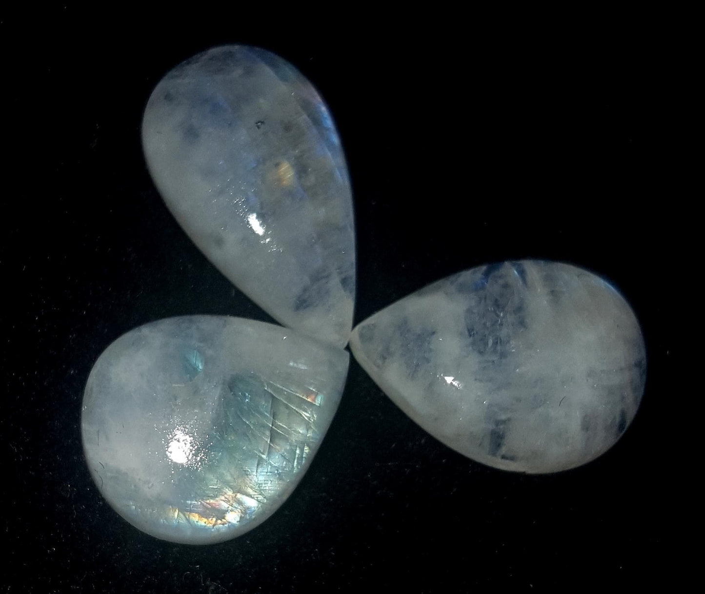 Moonstone, Natural Rainbow Moonstone, Pear Blue Flashy Gemstone Lot, 19.80 Carat, Size-9x13x6mm To 10x4x4mm, Gift For Her, Pc-3