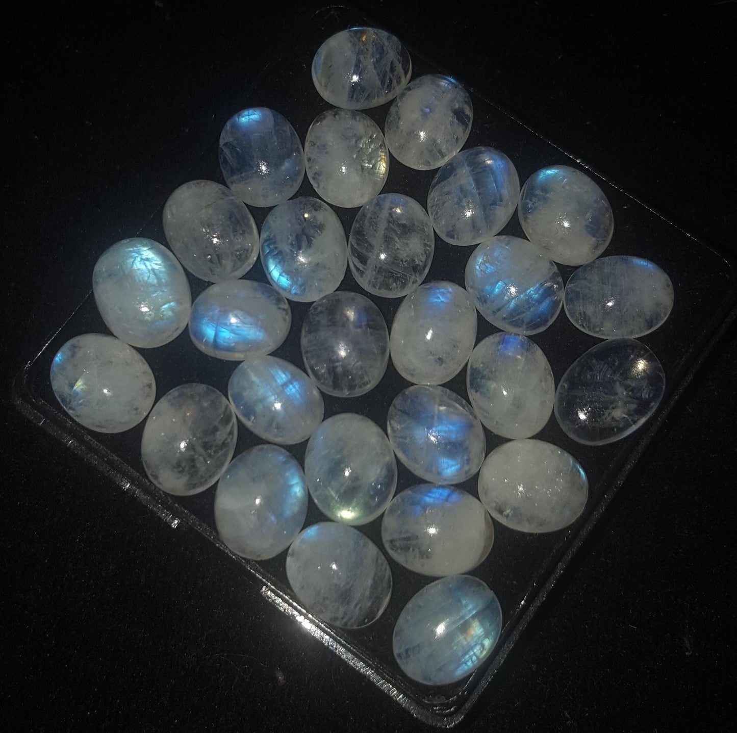 Moonstone, Natural Rainbow Moonstone, Oval Blue Flashy Gemstone Lot, 69.00 Carat, Size-8x10mm, Gift For Her, Pc-27