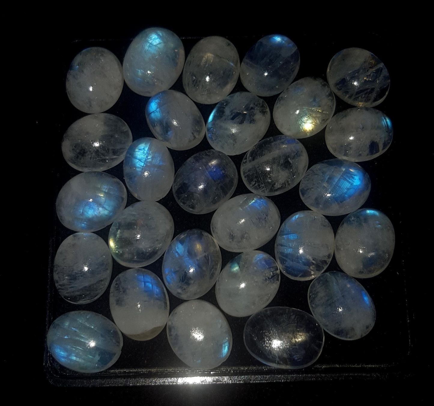 Moonstone, Natural Rainbow Moonstone, Oval Blue Flashy Gemstone Lot, 69.00 Carat, Size-8x10mm, Gift For Her, Pc-27