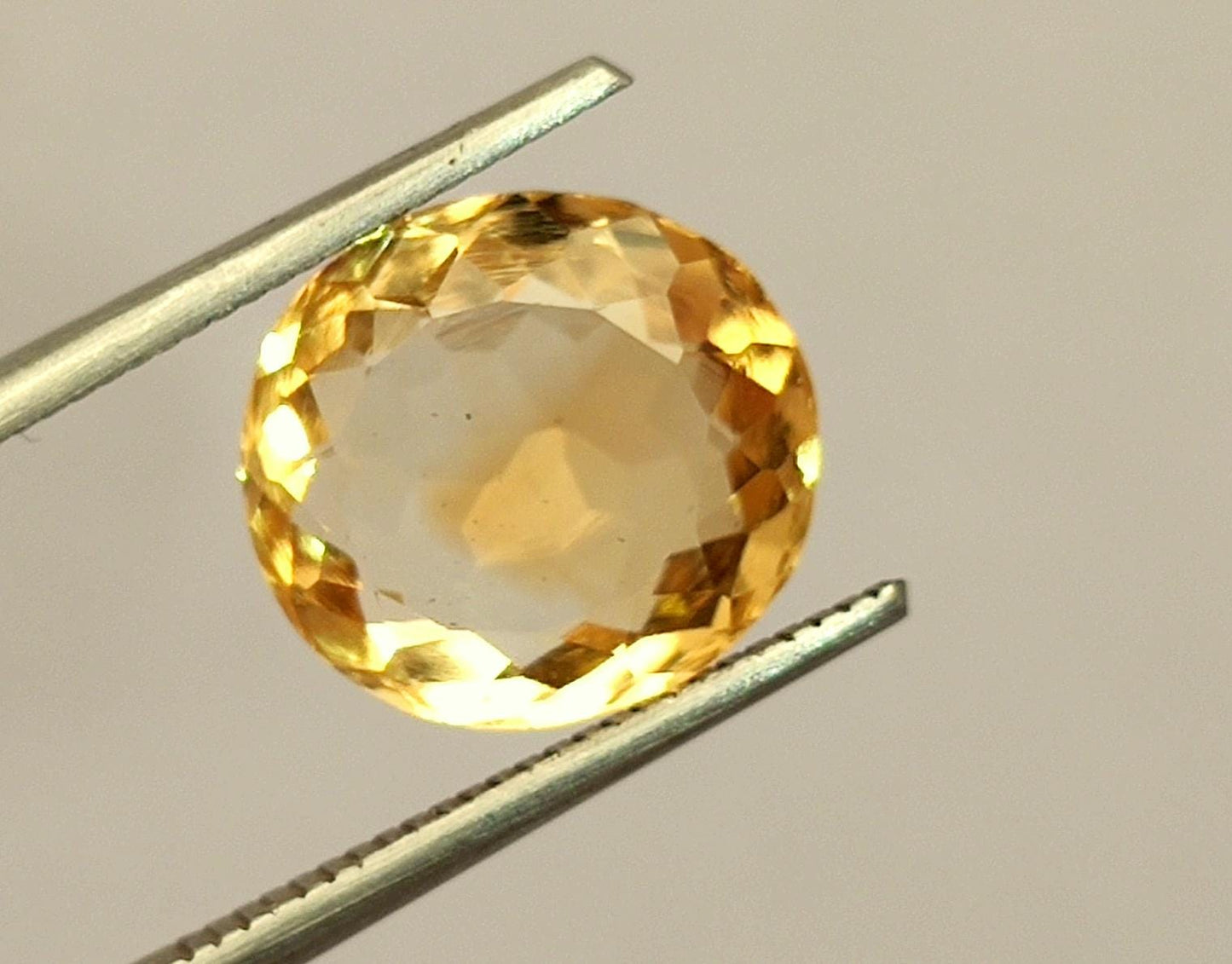 AAA+ Citrine, Natural Brazilian Yellow Citrine, Oval Faceted Loose Gemstone, 3.95 Carat, Size-10.5x11.5x5mm, Gift For Her,