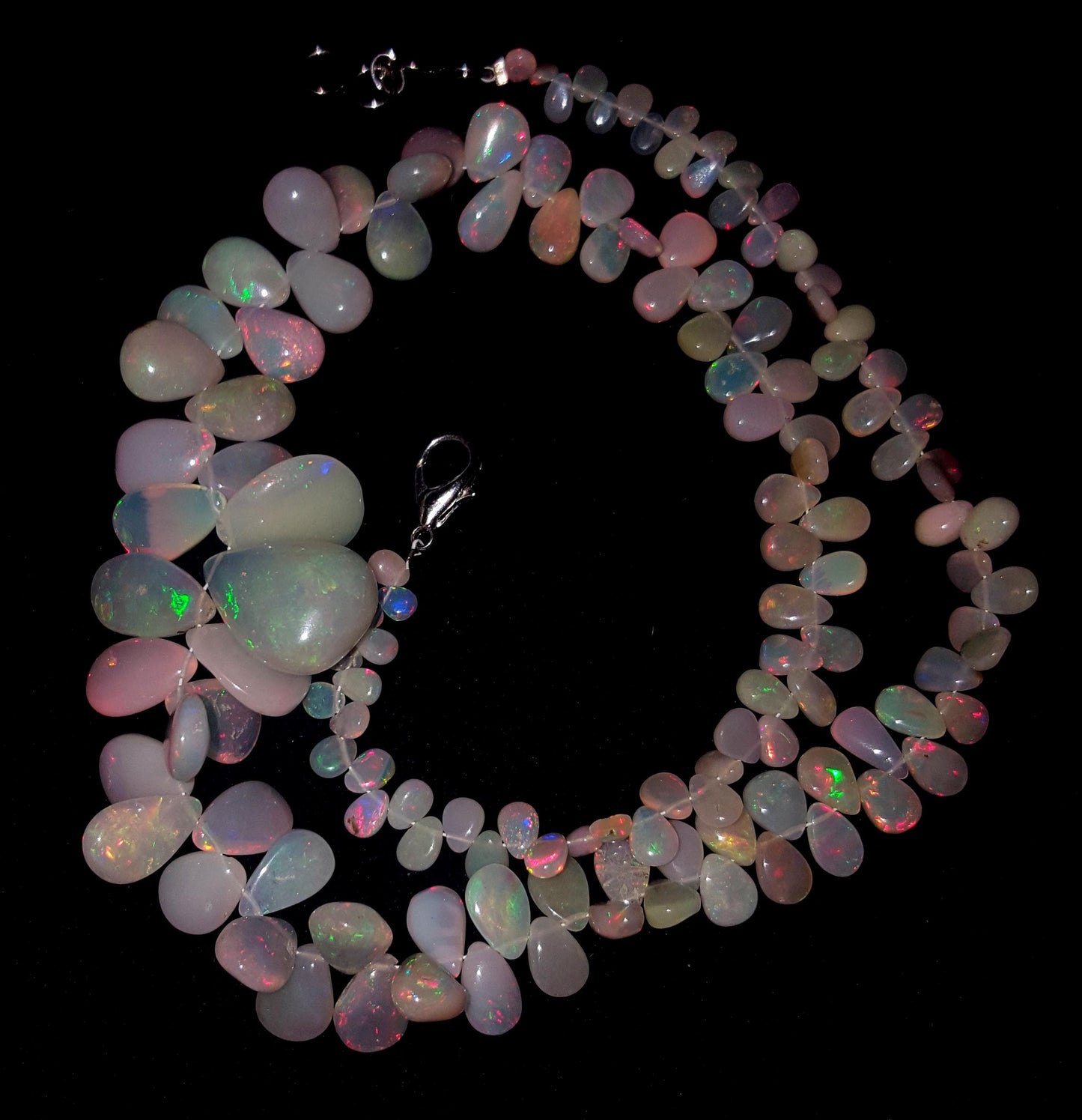 AAA+ Opal, Natural Ethiopian Top Fire Opal Gemstone Drops Necklace 18'' inches , 63.25 Carat, Size-4.5x12mm, Gift For Her, PC-1