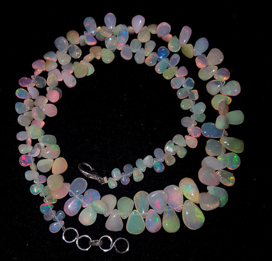 AAA+ Opal, Natural Ethiopian Top Fire Opal Gemstone Drops Necklace 18'' inches , 64.30 Carat, Size-5x13mm, Gift For Her, PC-1