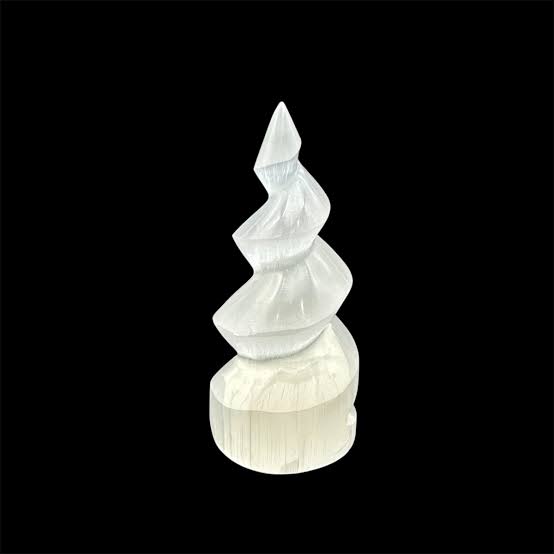 Natural Selenite Spiral Wand for Crystal Cleansing & Meditation