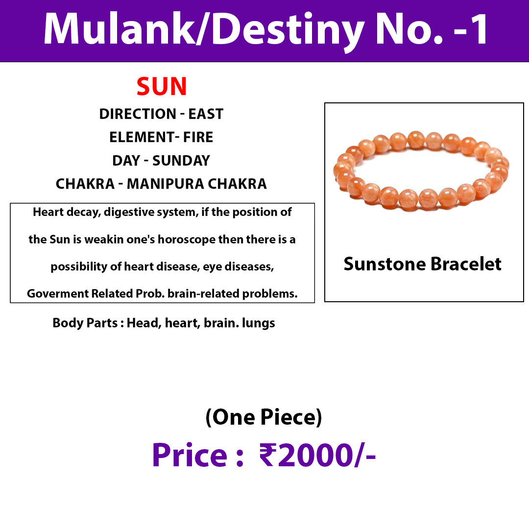 Crystal for Mulank 1 | Crystal For Destiny Number 1 | Sunstone Bracelet