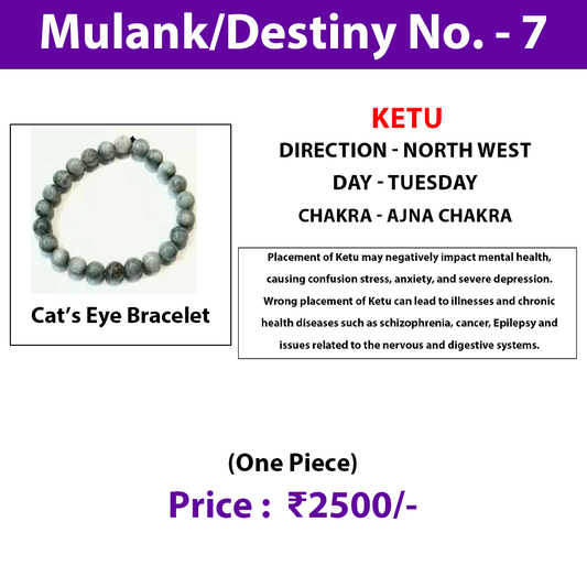 Crystal for Mulank 7 | Crystal For Destiny Number 7 | Cat's Eye Bracelet