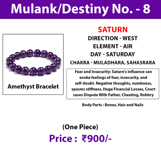 Crystal for Mulank 8 | Crystal For Destiny Number 8 | Amethyst Bracelet