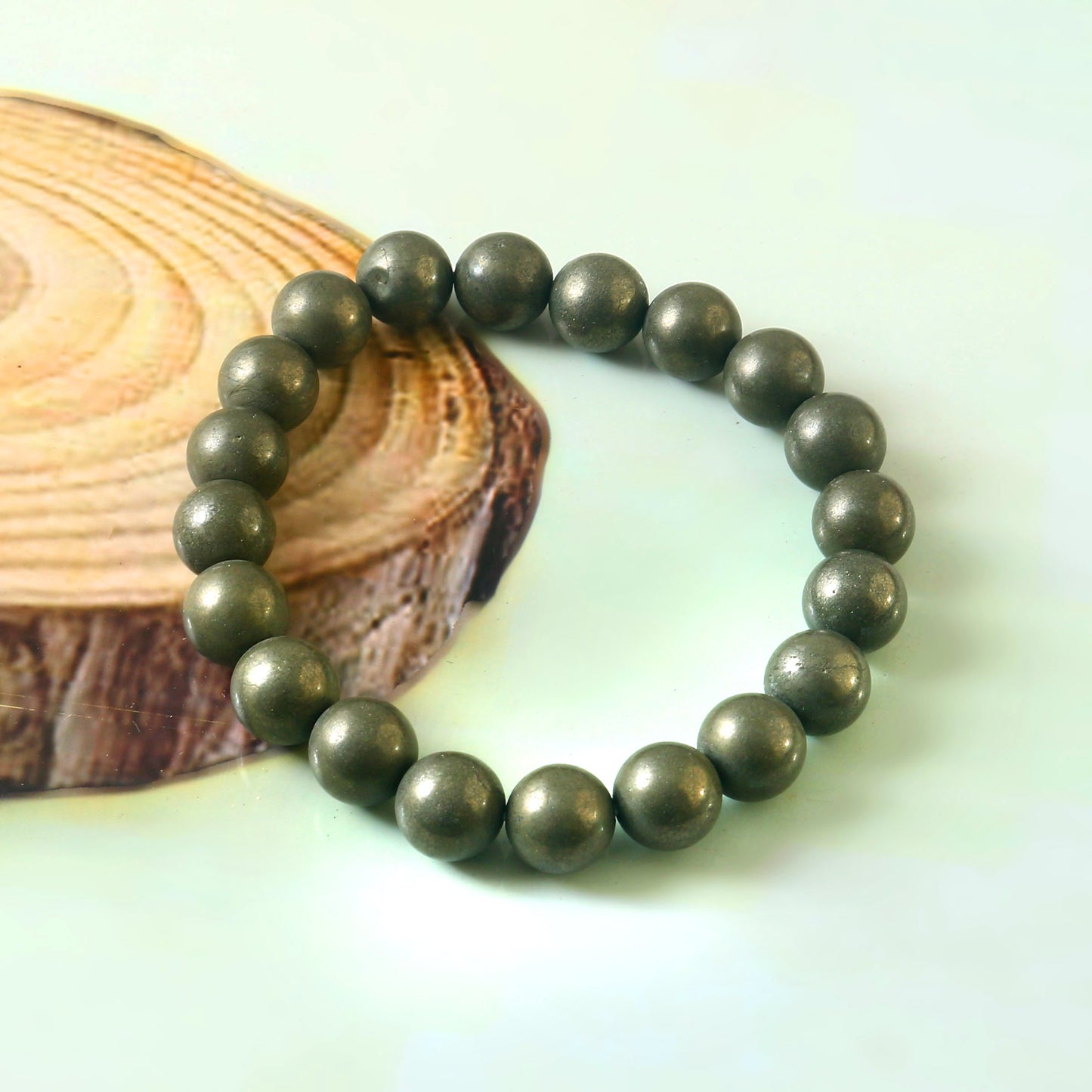 Pyrite Bracelet Natural High Quality Stones Handmade Stretch Healing 8mm Crystal Beads for Men or Women