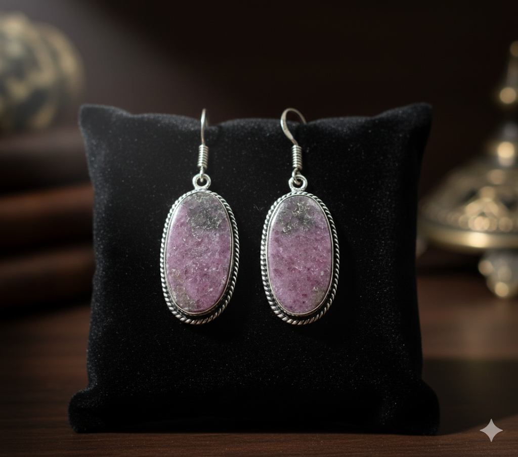 Natural Rhodochrosite Earrings | Handmade Crystal Jewelry for Love & Energy