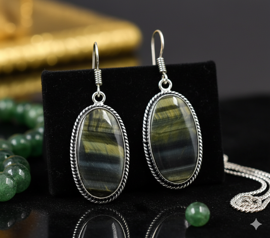 Tiger Eye Earrings | Natural Gemstone Healing Jewelry